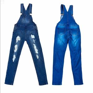 Distressed Blue Jean Overalls